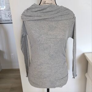 ZARA | Women's Heather Grey Off The Shoulder Long Sleeved Top NWOT